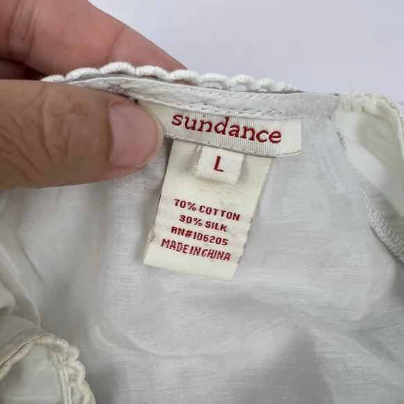 Sundance Large Silk Floral Embroidered Long Sleeve Lined Boho Peasant Blouse - Picture 9 of 11